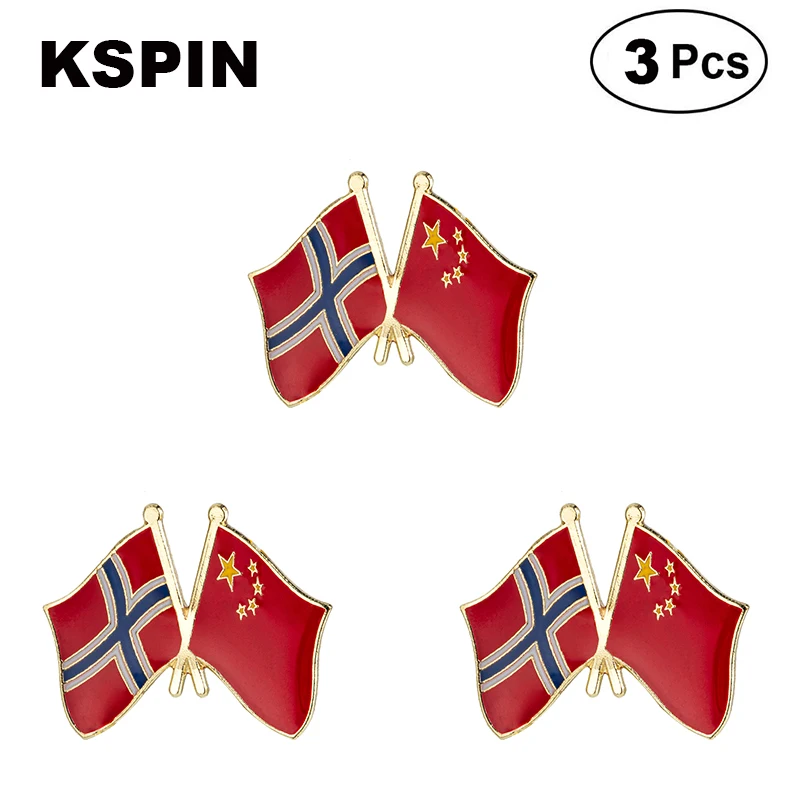 

Norway and China Friendship Flag Lapel Pins Badges Brooches