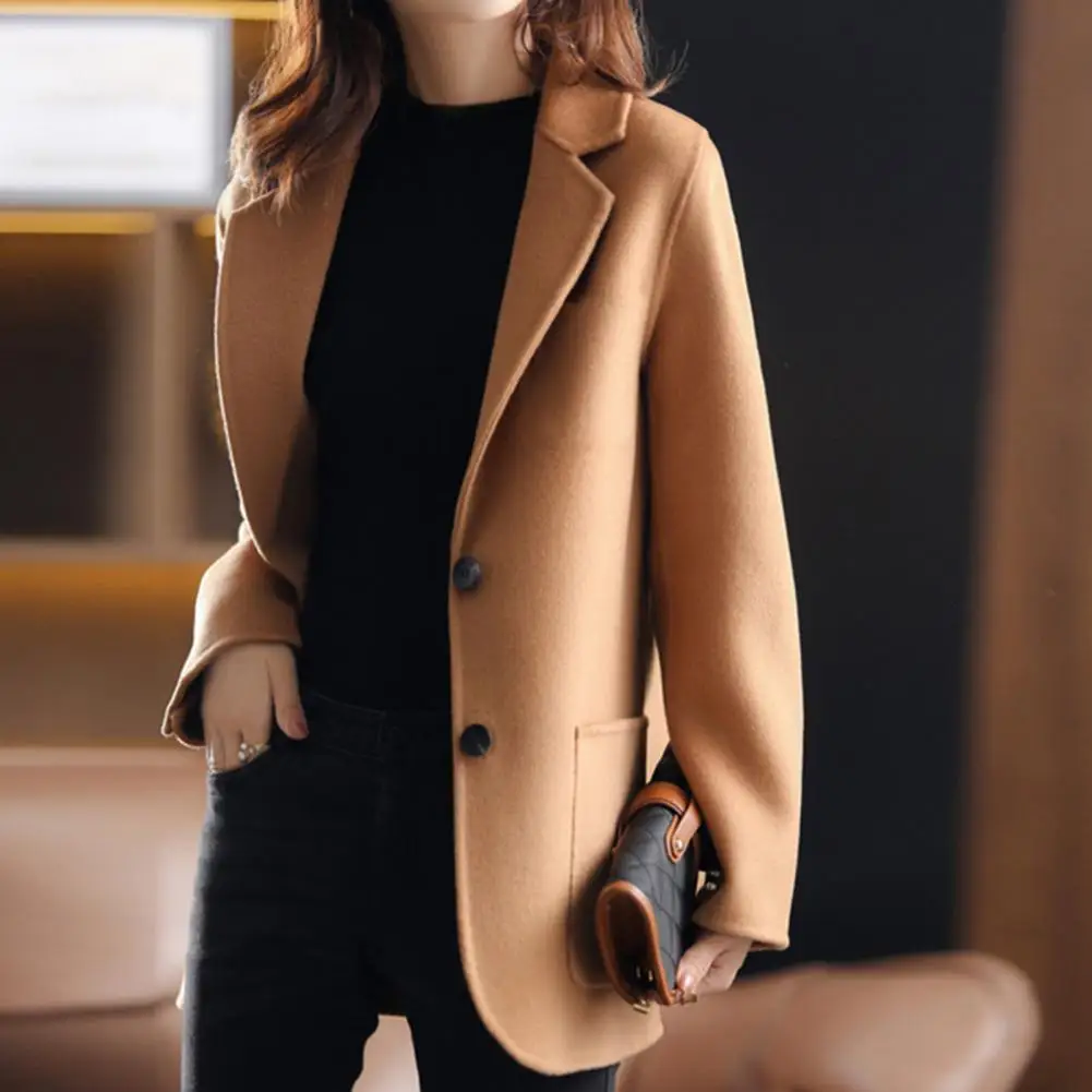 

Chic Autumn Coat Lapel OL Style Women Winter Coat Notch Collar Women Blazer