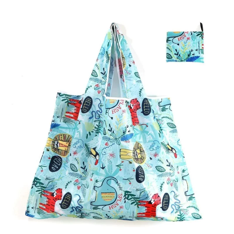 Foldable Shopping Bag Shopping Handbag Eco-friendly Bag Folding Portable Shopping Bag Cartoon Folding Pastoral