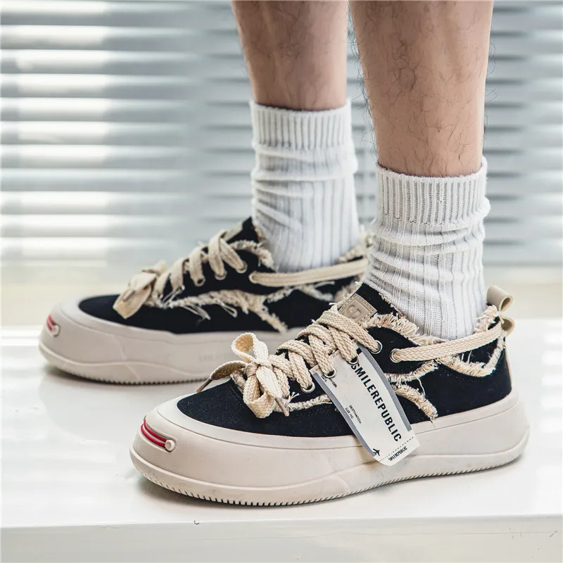 

Riband Canvas Sneakers For Men Skateboard Shoes Breathable Versatile Street Style Shoes