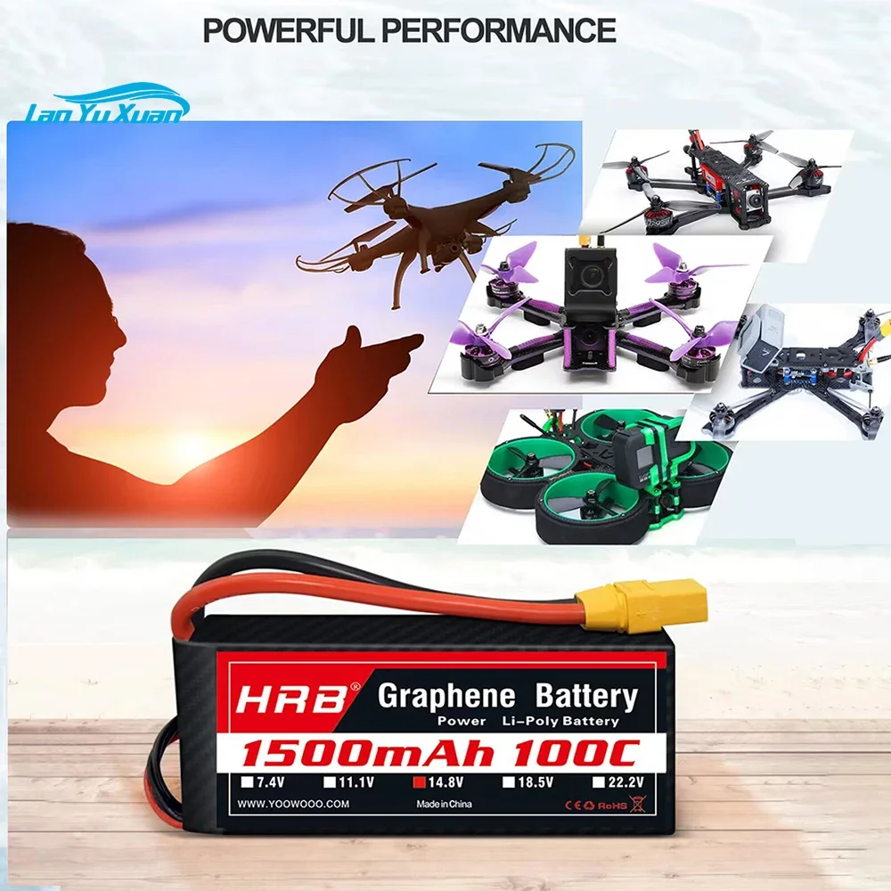 Фото 2 шт. 2S 3S 4S 6S Lipo аккумулятор 1300 мАч 1500 мАч 1800 мАч 2200 мАч 2600 мАч 100C Graphene RC с разъемом Deans XT60 №4