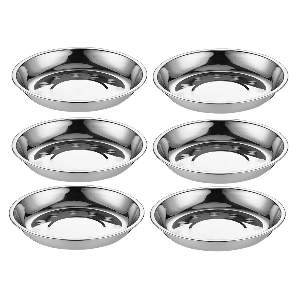 

6Pcs Stainless Steel Plate for Food Camping Plates Pizza Pan Stainless Steel Dinner Plate