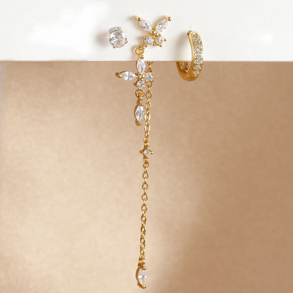 3 шт. серьги-цепочки из нержавеющей стали