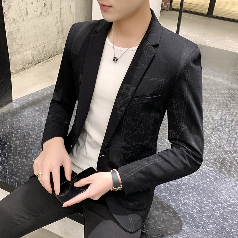 

4XL Autumn Winter Men's Suit 2022 New Trend Slim Personality Small Suit Handsome Single Jacket Men Suits Mens Blazer