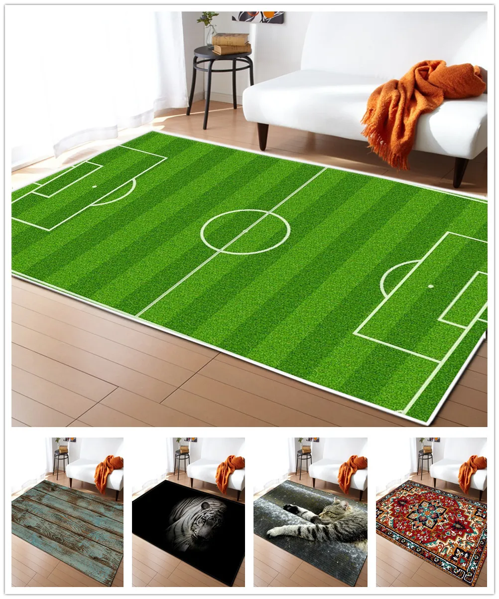 

Soccer Carpets Living Room Kids Playing Football Mat Flannel Anti-slip Kitchen Bedroom Floor Area Rug Doormat Entrance Door Bath