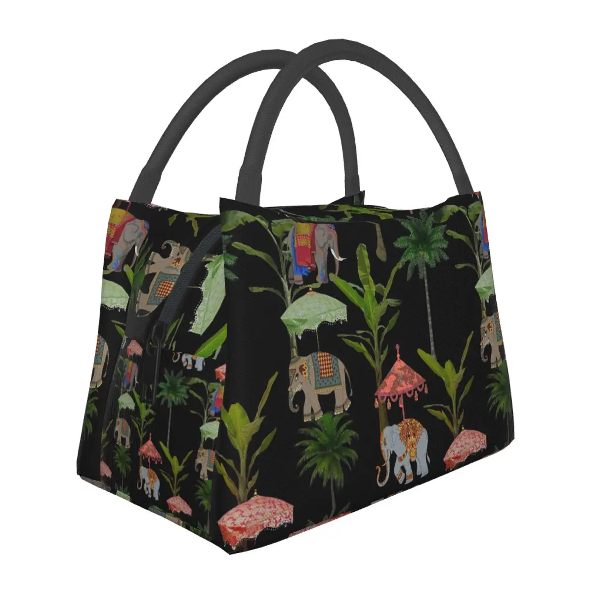 

Ethnic Elephant Lunch Bag Tree Print Aesthetic Lunch Box Outdoor Picnic Portable Cooler Bag Waterproof Design Tote Food Bags