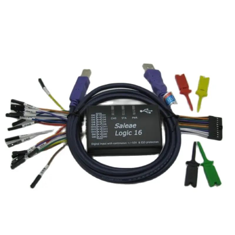 

USB логический анализатор, многоканальный анализатор 100M 16 каналов Saleae USB Saleae Logic 16 100M, анализатор с поддержкой официальной версии для ARM FPGA