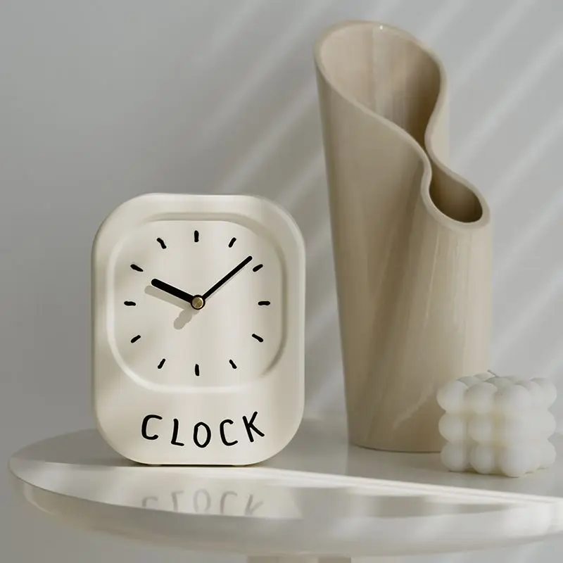 

Cream Clock Home Accessories Desktop Silent Cute Clock Cute Ins Korean Table Clock Decoration Home Living New Decor