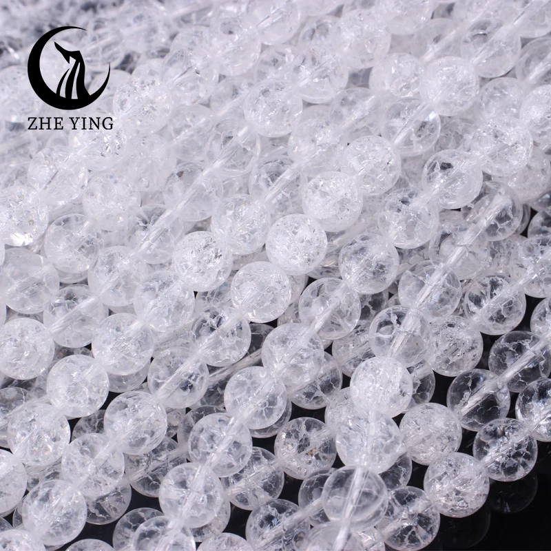 New Top Natural Stone White Snow Cracked Crystal Beads Round Loose Spacer Beads for Jewelry Making DIY Bracelets Accessories 15