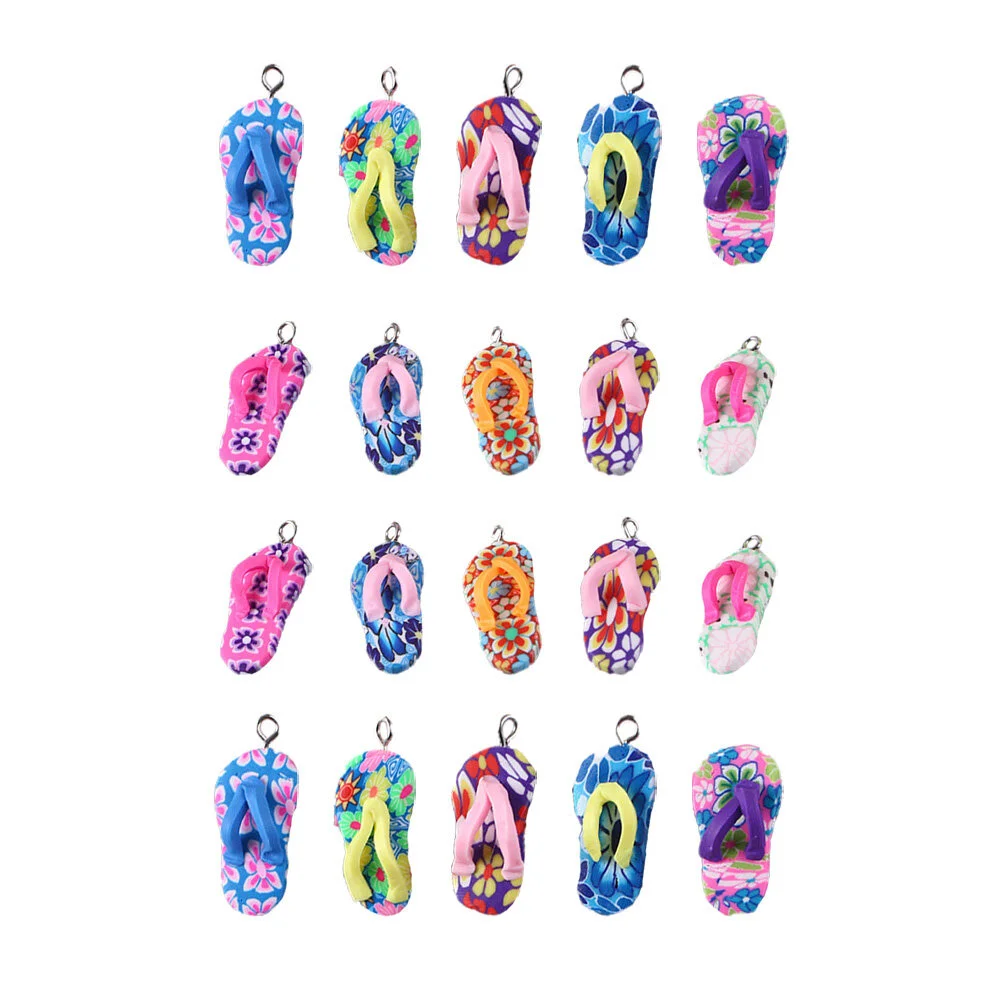 

30 Pcs Simulated Clay Slippers House Accessories Home DIY Flop Charms Hanging Decor Necklace Ornament Polymer Craft Bracelet