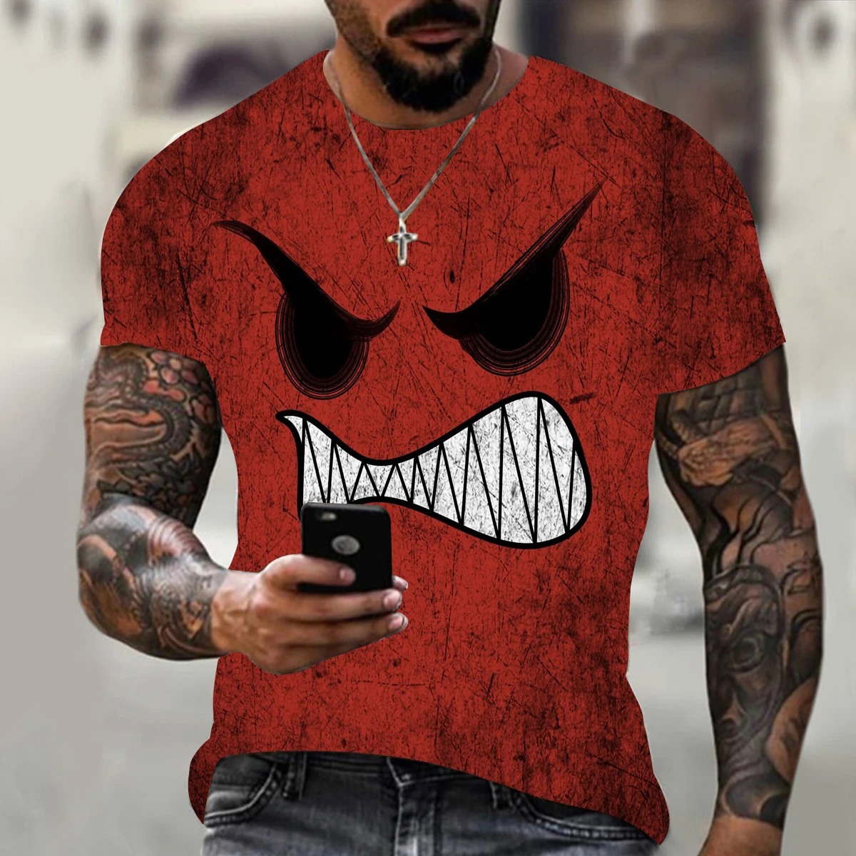 

2022 New Funny Smiling Face 3D Graphic Printing Men;s T-shirt Summer New Hip-hop Street Harajuku Casual Round Neck Top T-shir