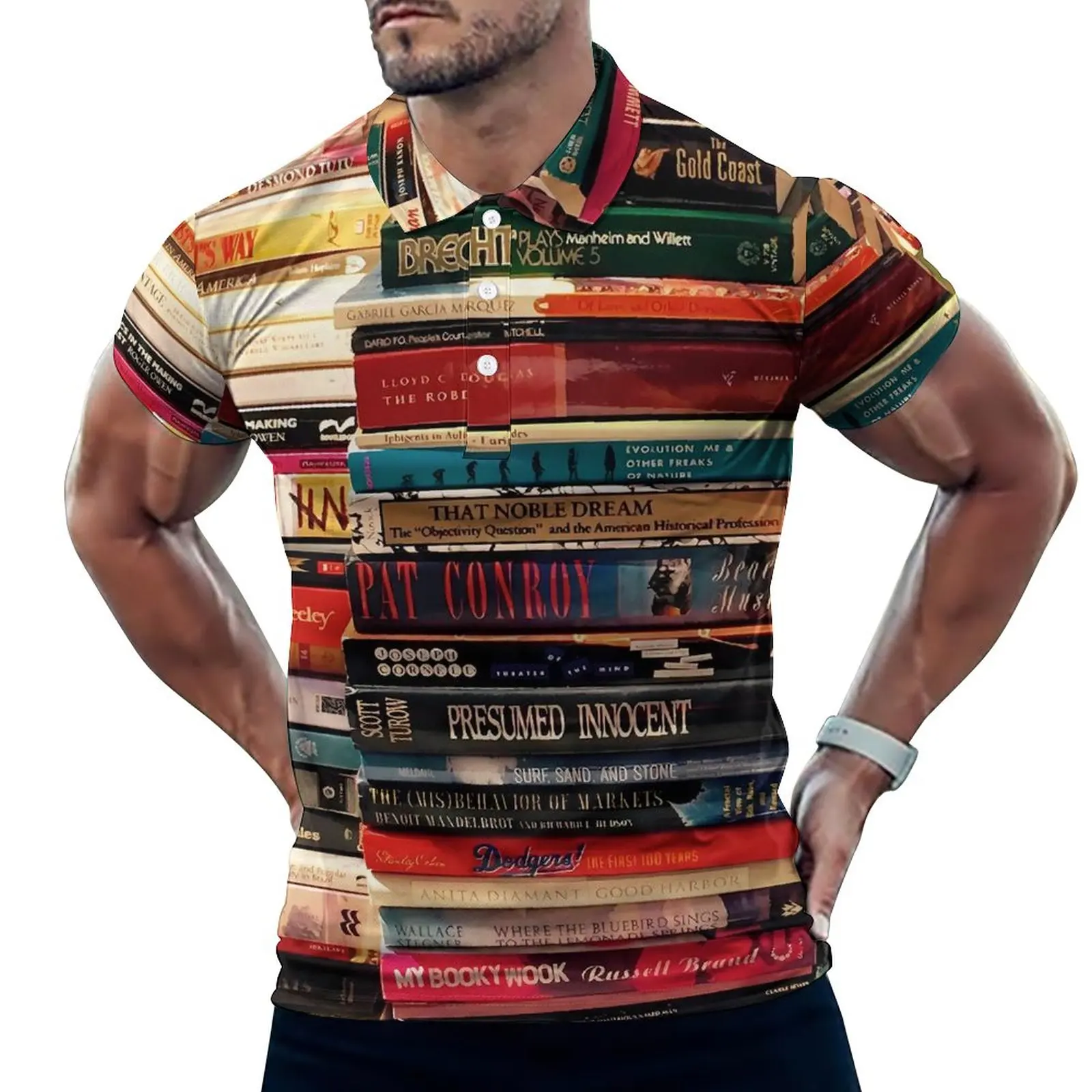 

Футболка-поло мужская с принтом книг, повседневная винтажная рубашка с воротником, дизайнерская одежда, большие размеры 4XL 5XL, на лето
