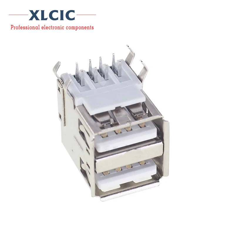 

10Pcs Dual USB 8 Pin Type A Female Socket USB Connector With Curling Rimless