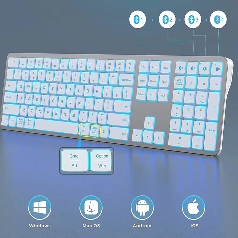 Mofii RGB Беспроводная Bluetooth-клавиатура, полноразмерная многофункциональная перезаряжаемая клавиатура, игровая клавиатура с подсветкой для планшетного ПК