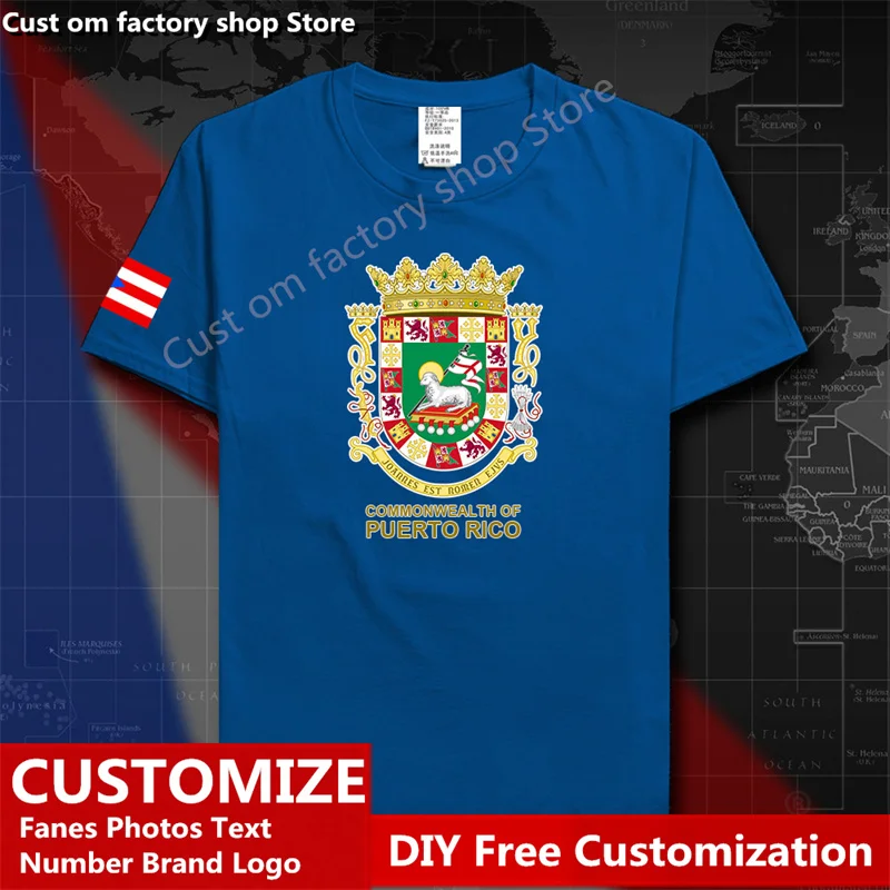 

Puerto Rico Rican PRI PR Country T shirt Custom Jersey Fans DIY Name Number LOGO High Street Fashion Loose Casual T-shirt