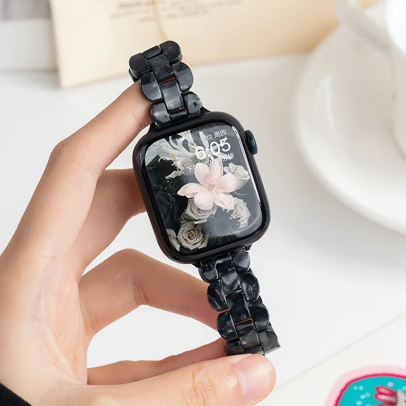 Фото Тонкий ремешок из смолы для Apple Watch, ремешок 45 мм ultra 2, 49 мм, 44-40 мм, 41 мм, 46 мм, браслет Glacier Link, браслет iwatch series 10/9/8/7/SE 6 5 4 №2