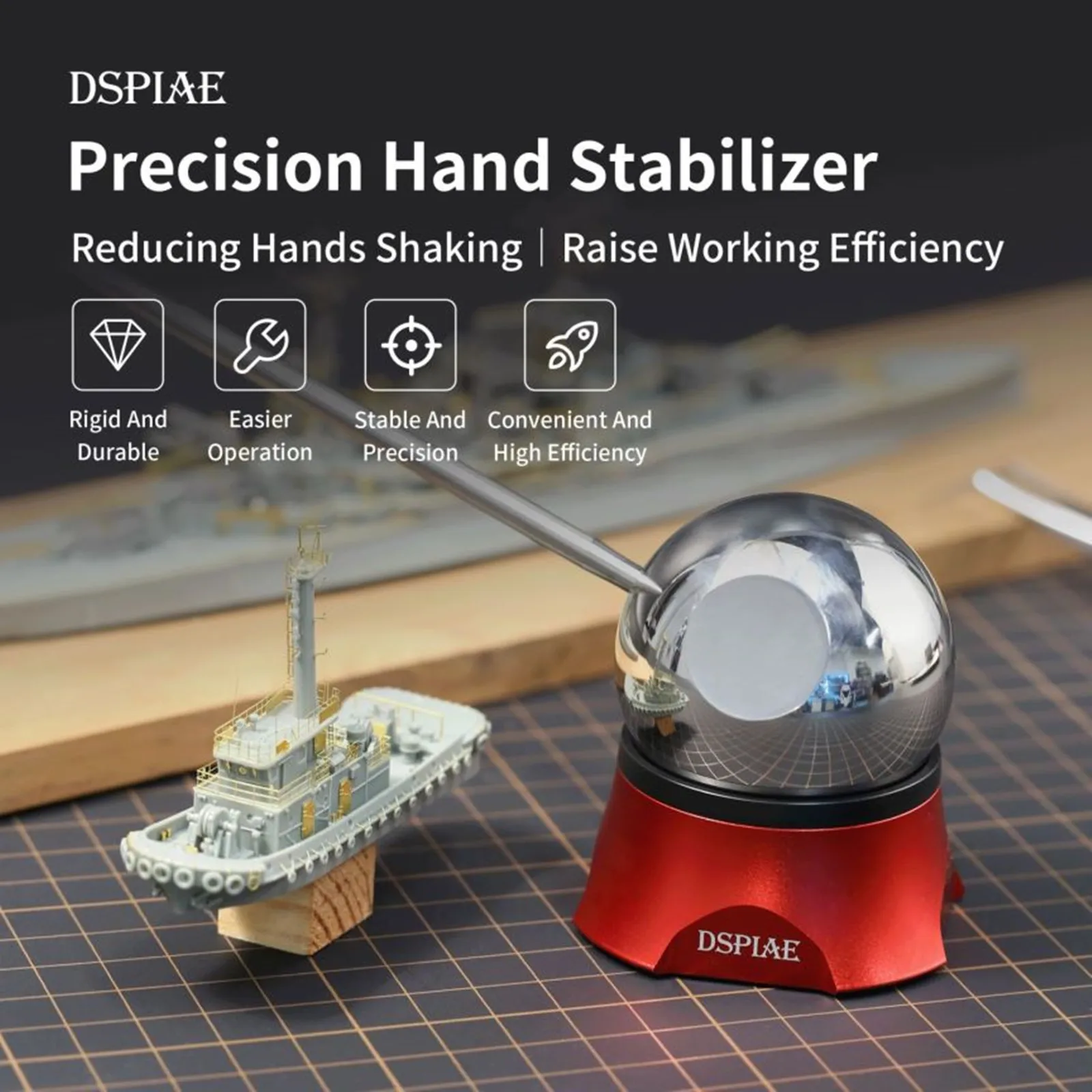 DSPIAE AT-HS Precision Hand Stabilizer Diy Red Model Tool Anti-shake Handrail Water Sticker Etching Sheet