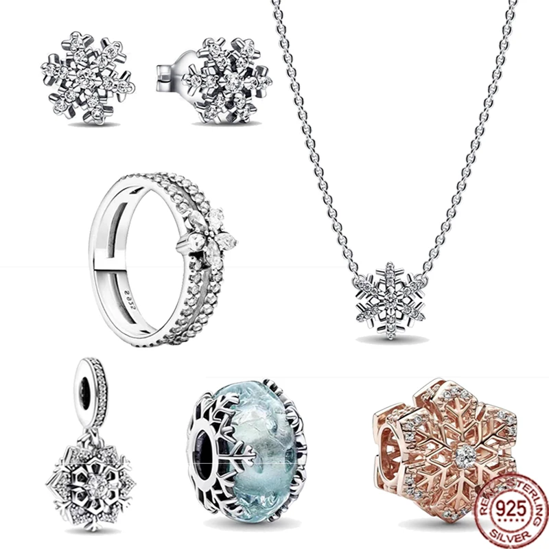 

Лидер продаж, набор классических снежинок из серебра 925 пробы, изысканные и очаровательные женские украшения