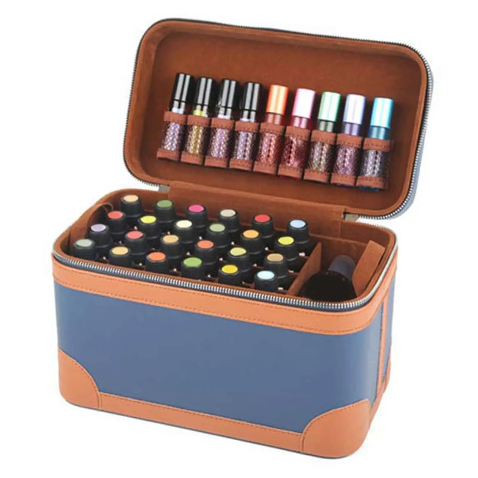 

Essential Oil Storage Bag Double Layer Nail Portable 66 Bottles Blue