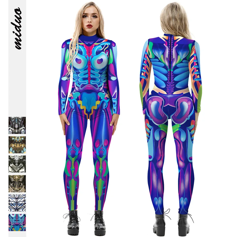 

Страшный костюм для взрослых и детей с изображением скелета розы, платье на Хэллоуин, косплей, сексуальный комбинезон, Комбинезоны на карна...