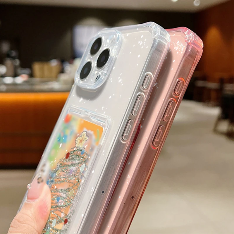 Чехол для iPhone 16 Pro Max с роскошным принтом «Рождественская елка», прозрачный мягкий силиконовый чехол-держатель для карт для iPhone 15 14 13 Pro Max 12 11 (art.: 3920cb3bba044) - 3920cb3bba044