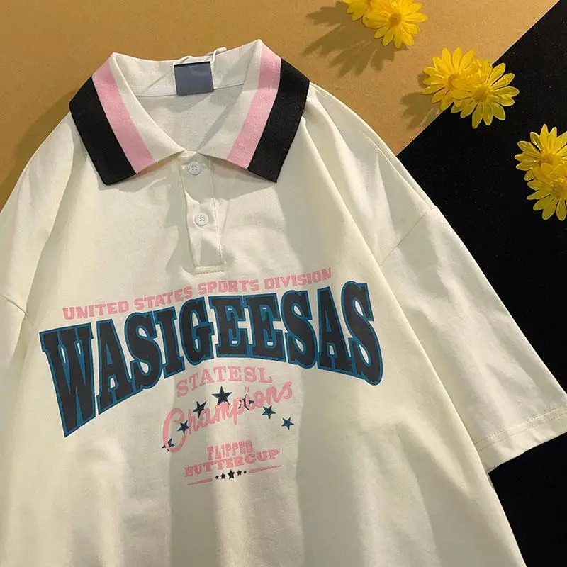 

Женская футболка-поло с коротким рукавом, в полоску