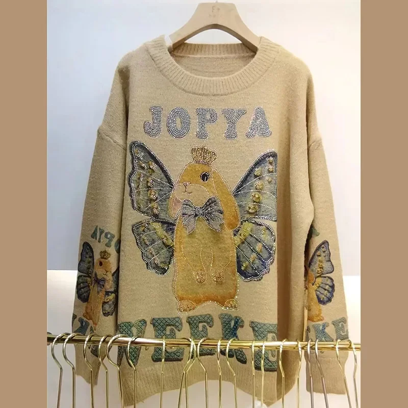 Большой размер сверхпрочный свитер с вышивкой в европейском стиле женский