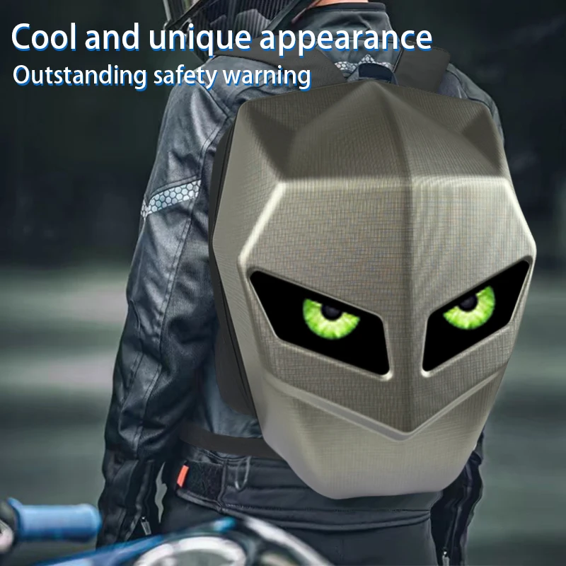 Мотоциклетный рюкзак со светодиодными глазами мужской из углеродного волокна с