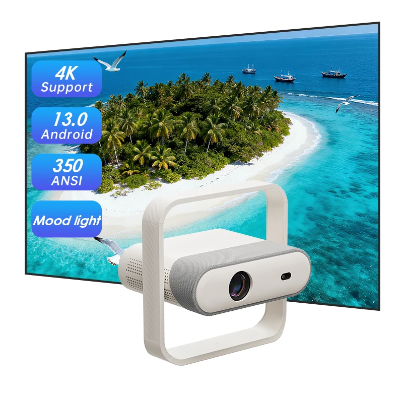 Фото Портативный смарт-проектор MOK NSL03 350ANSI с поворотом на 360°, Android 13, 4K, для домашнего кинотеатра, двухдиапазонный Wi-Fi 6, 40-120 дюймов, со встроенными динамиками №1