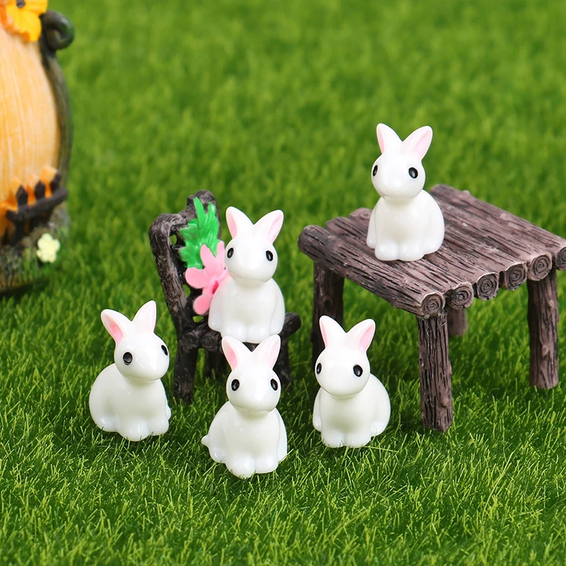 Figurines Garden Decoration Resin Bunnies Mixed Small White Rabbit Miniature Garden Decor