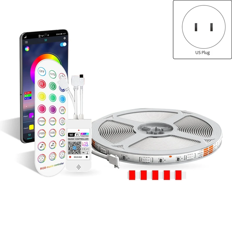 

LED Light Bar With App Control Remote Music Sync 5050 RGB Color Changing LED Light For Bedroom Home Decor 20M
