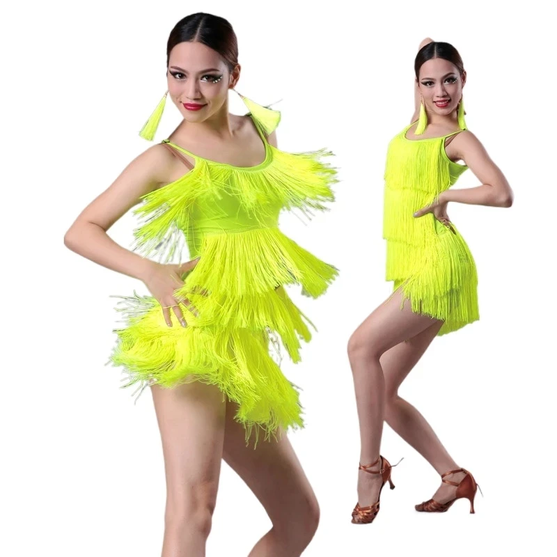 

Платье для латиноамериканских танцев с бахромой для девочек и взрослых