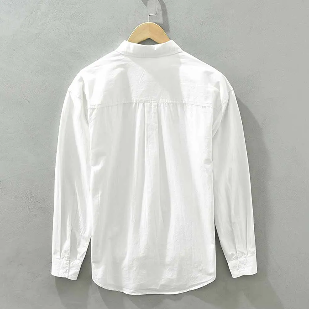 Men Shirt Spring Autumn Colorblock Patchwork Casual Chest Pocket Long Sleeve Shirts Tops Chemises Camisas