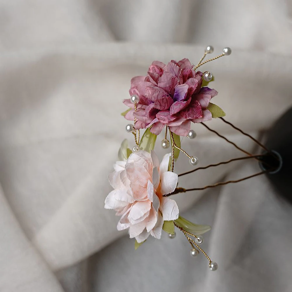 Pearl Hairpins Chinese Hanfu Hair Accessories Girls U-shaped Flower Hair Clips Forks Ancient Wedding Bide Hair Ornament Jewelry