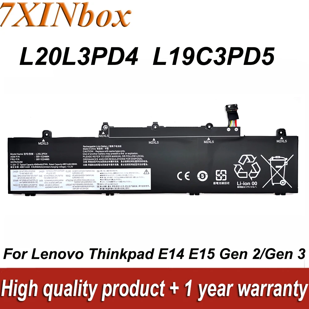 

Новая батарея для ноутбука L20L3PD4 11,52 в 57Wh L19C3PD5 L19M3PD5 для Lenovo для ThinkPad E14 Gen2 Gen3 E15 Gen2 Gen3 2021 Series