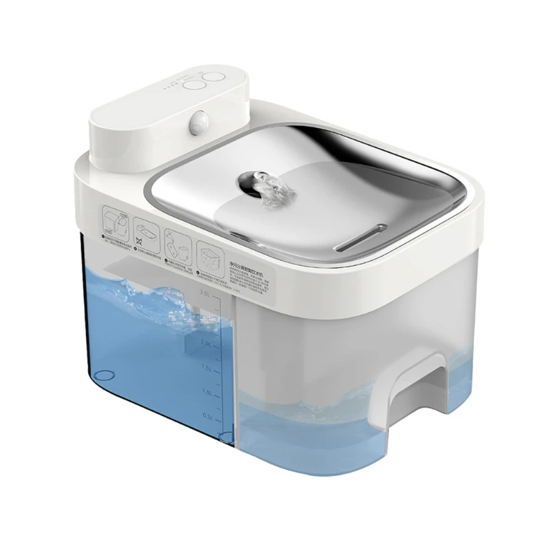 

Cat Water Dispenser Quiet Working Automatic Pet Fountain Double Water Tanks E65B