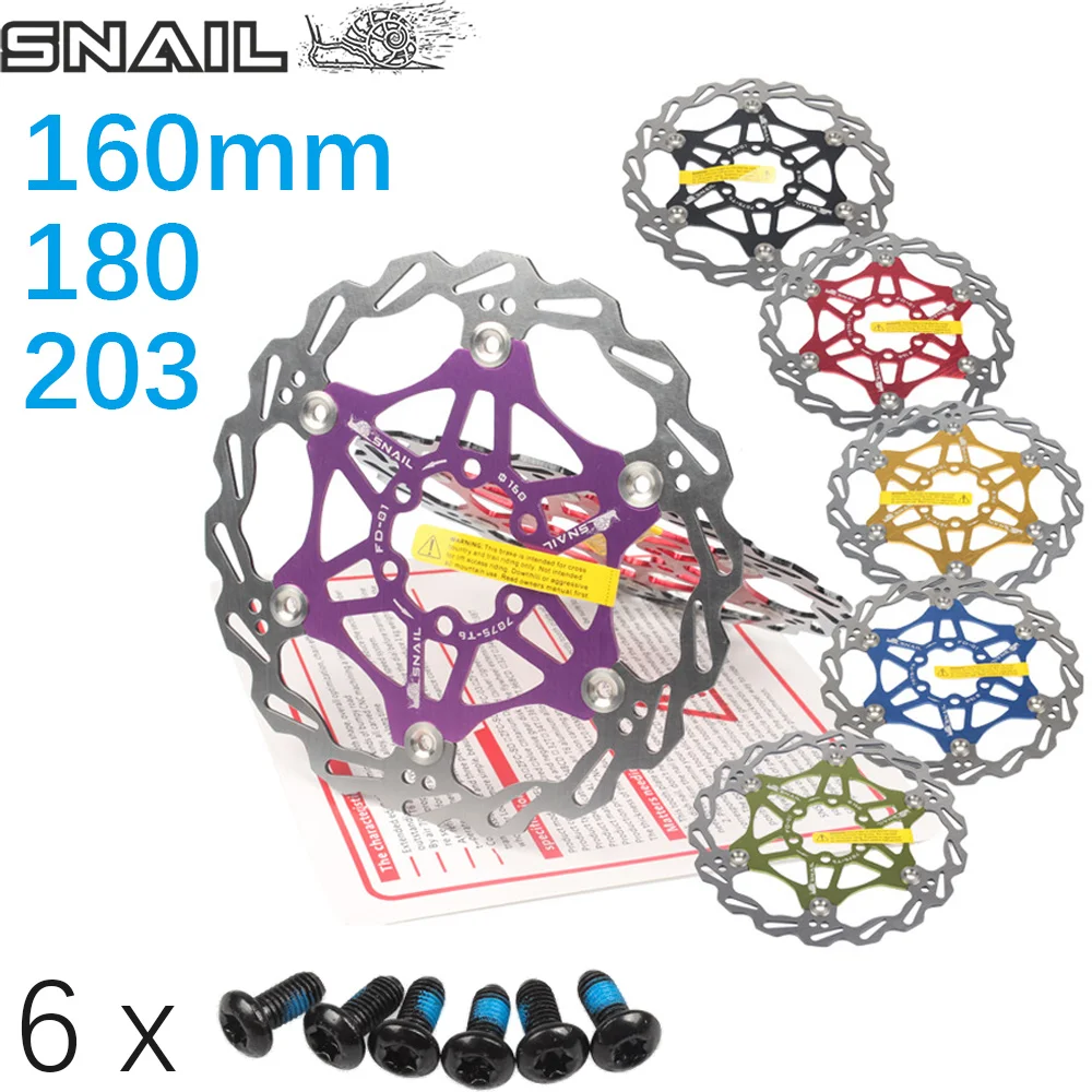 

Snail Floating Brake Disk Rotor with 6 Bolts MTB Mountain Bike Hydraulic 160 180 203 mm Brake Pad Downhill DH CX