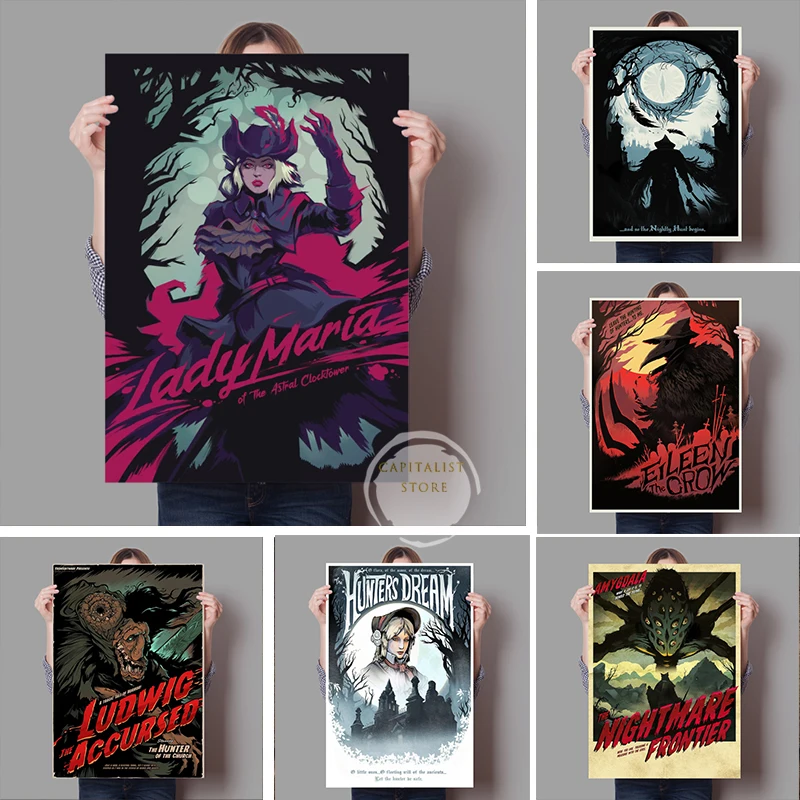 

Настенное художественное изображение, плакат мечты хунтера, Картина на холсте, кошмар, пейзаж, кровообращенная Видеоигра для гостиной, дома...