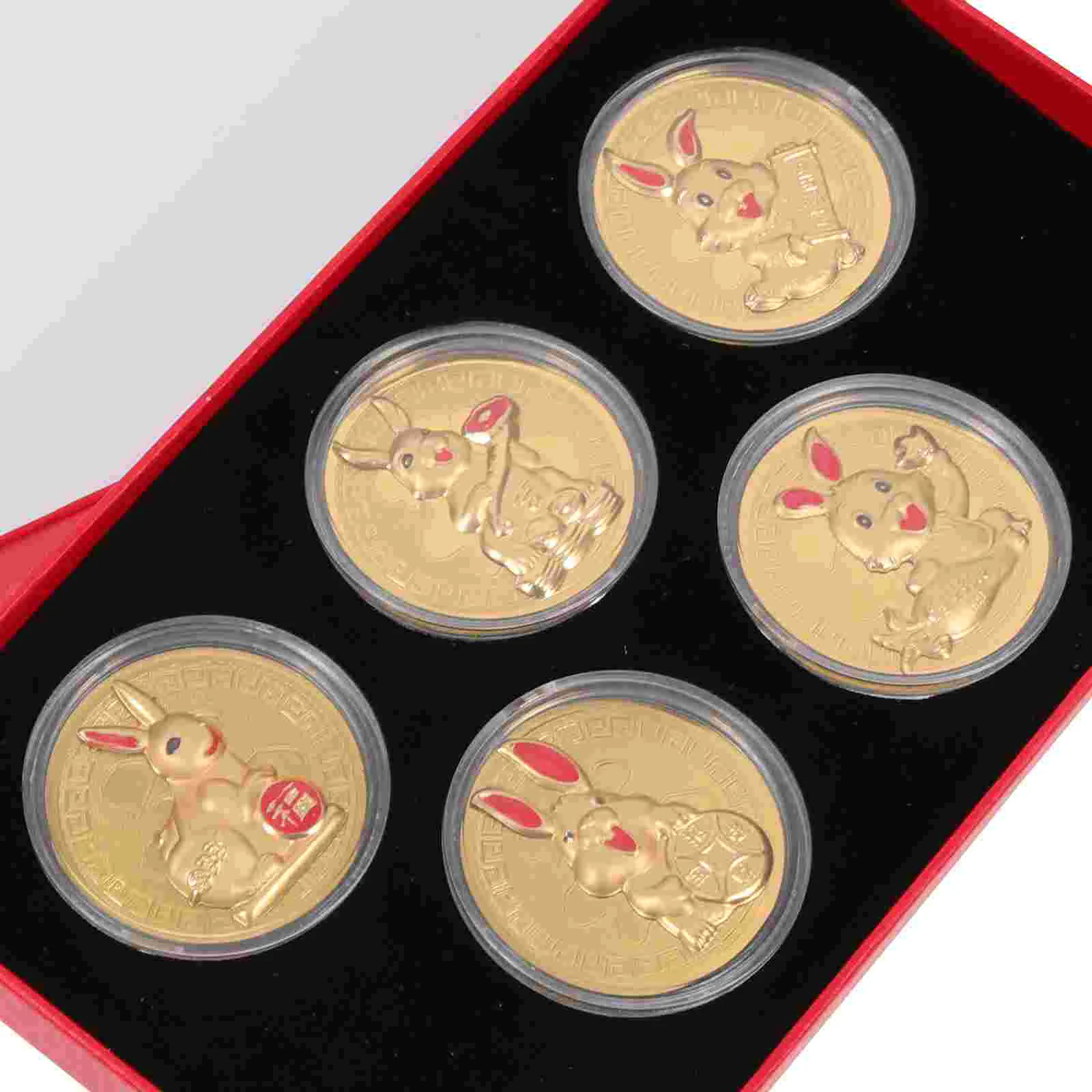 

Yearchinese New Rabbit Zodiac Collection Souvenir Commemorativeof Decoration Goldlucky Medallion Traditional Gift Gifts Money