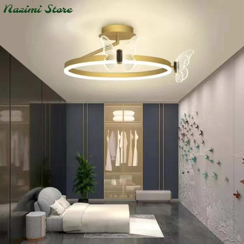 

Nordic Ceiling Lights Bedroom Lamp Romantic Butterfly Creative Led Ceiling Lamp for Living Room Kitchen ModernRoom Lamps