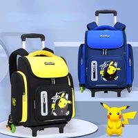 new pokemon pikachu 2 in 1 trolley backpack large capacity waterproof suitcase laptop multifunctional travel bag childrens gift
