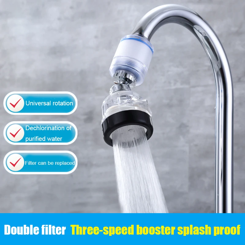 

360-degree rotatable waterproof faucet anti-splash nozzle three-speed adjustable kitchen tap water filter water purifier shower