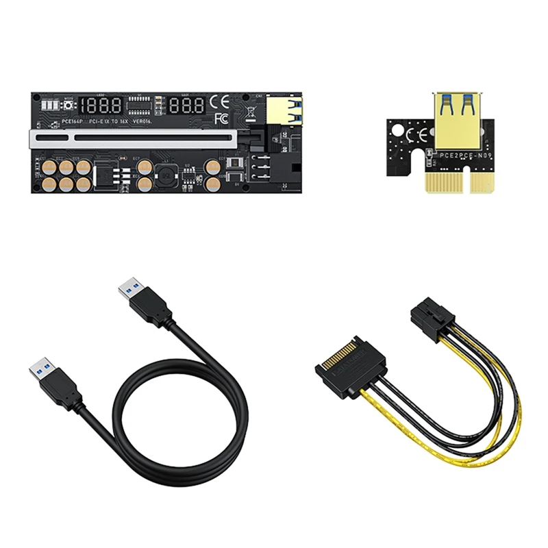 

5 шт. Райзер 016 USB 3,0 PCIE Райзер PCI Express X16 расширитель адаптер 016 GPU Райзер карта SATA 15 контактов на 6 контактов напряжение питания