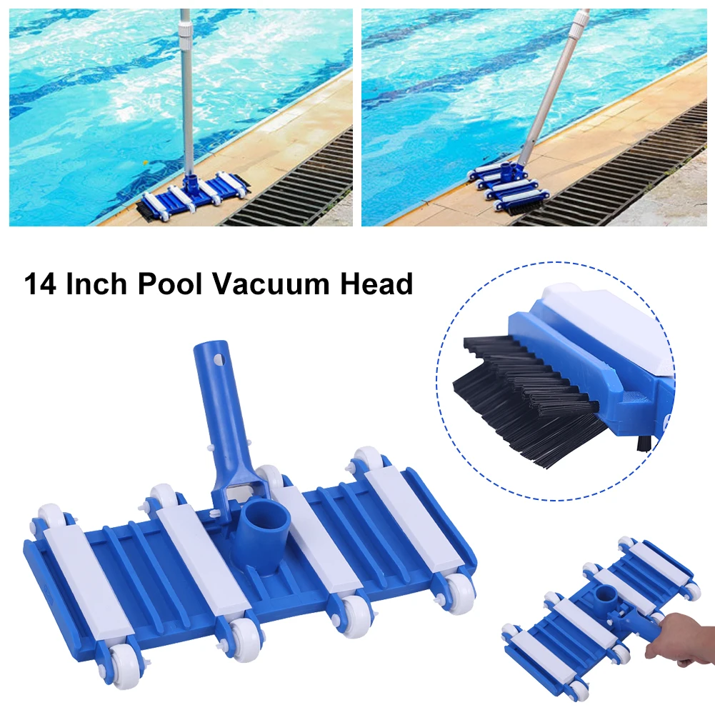 

14 Inch Weighted Pool Vacuum Head with Wheels Side Brush Flexible Swimming Pool Vacuum Head for Pool Pond Spa Hot Tub Cleaing
