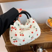 shishi mini cherry pattern lady handbag fashion exquisite canvas bag korean style upscale lady banquet bag