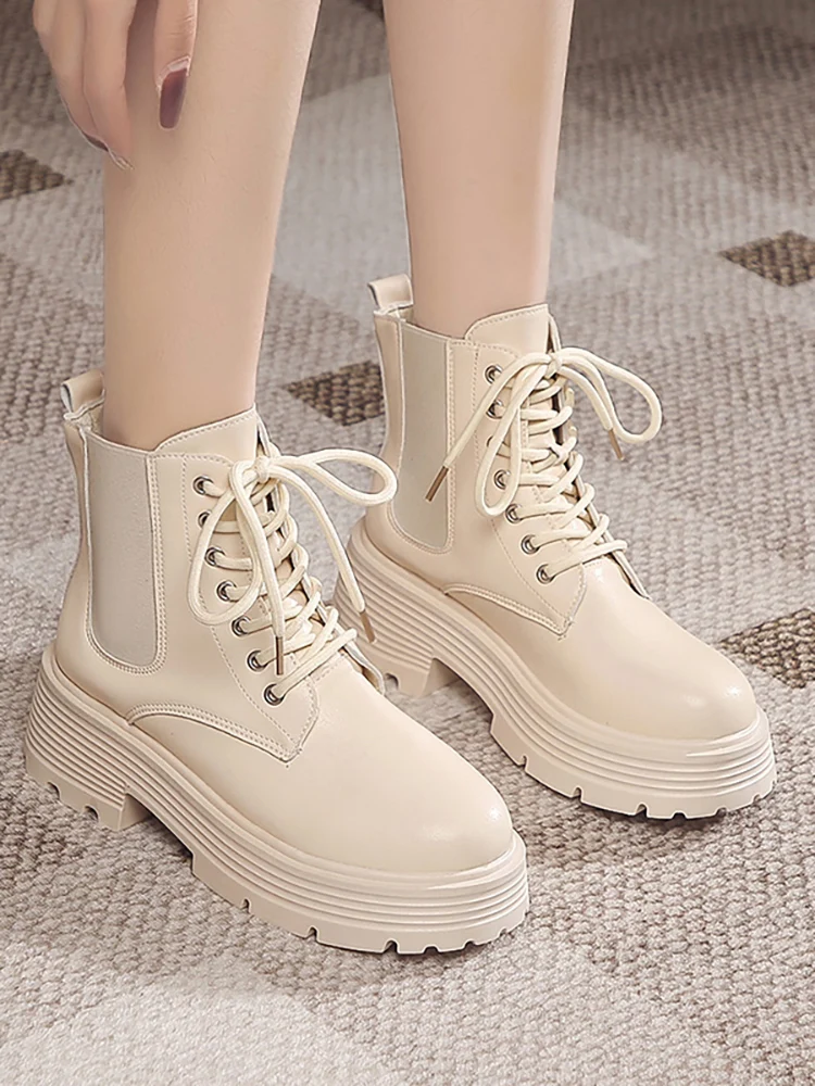 

Женские ботинки на шнуровке, осенние ботинки с круглым носком, роскошные дизайнерские резиновые ботильоны в римском стиле для верховой езд...