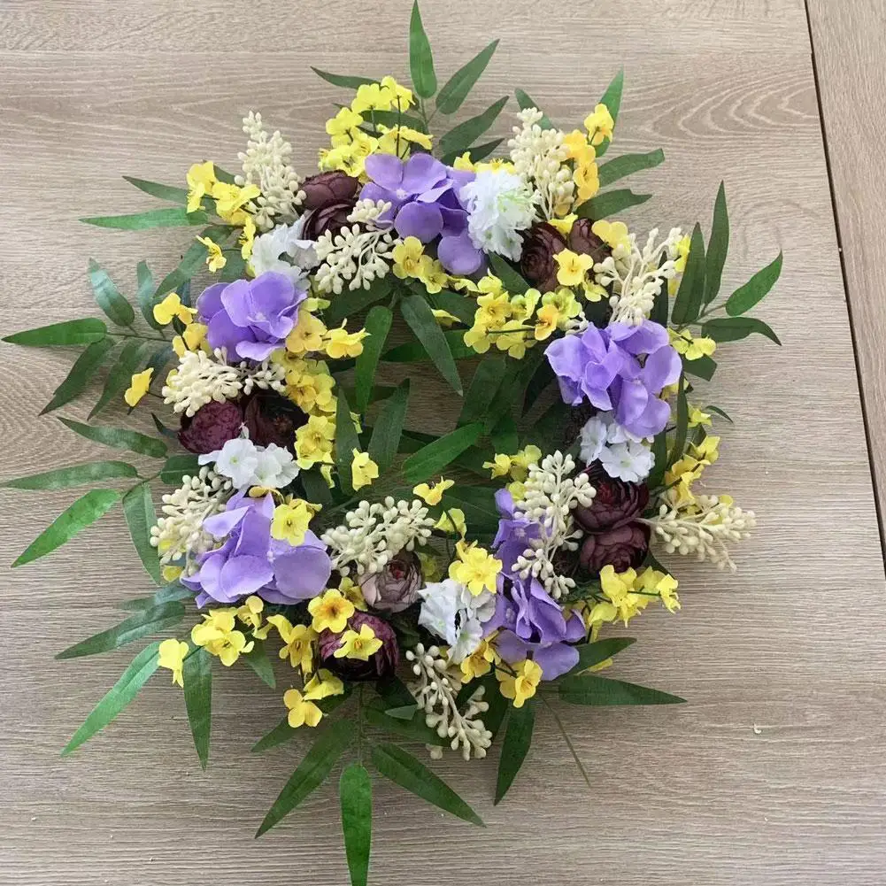 

Farmhouse Colorful Wreath 40/45cm Spring Summer Wreath Artificial Flower Garland For Front Door Home Wall Window Party Deco J9r4
