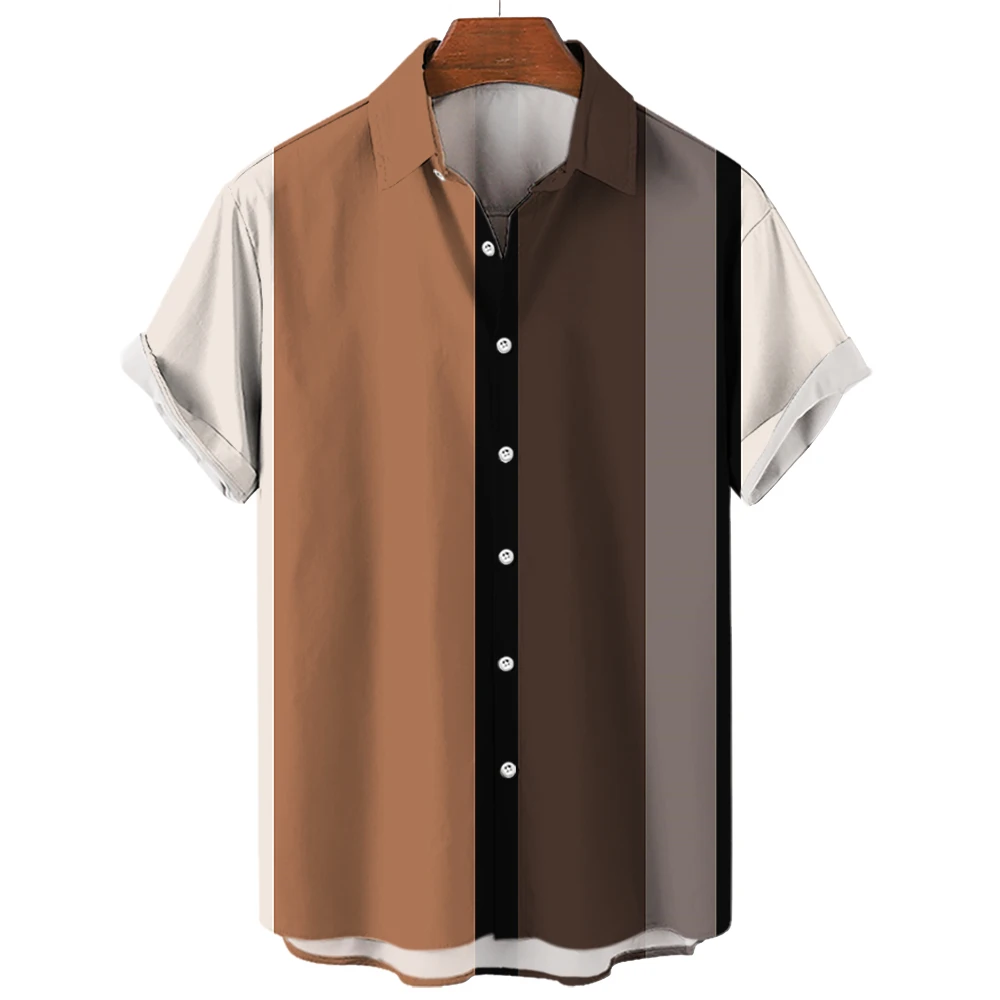 

3D Striped Men's Shirt Hawaiian Casual Comfortable Large Size Short Sleeve Top 2023 Summer Lapel Men's Social Shirt Trendy Retro