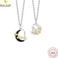 real 925 sterling silver moon dating couple necklace for women original design femme romantic lovers jewelry 2022 new