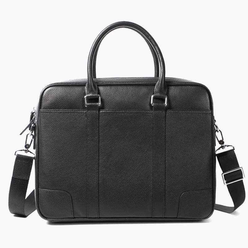Men's Briefcase Leather Handbag Horizontal Men's Crossbody Bag Head Layer Cowhide Men's Computer Bag 14 inch Business Men's Bag